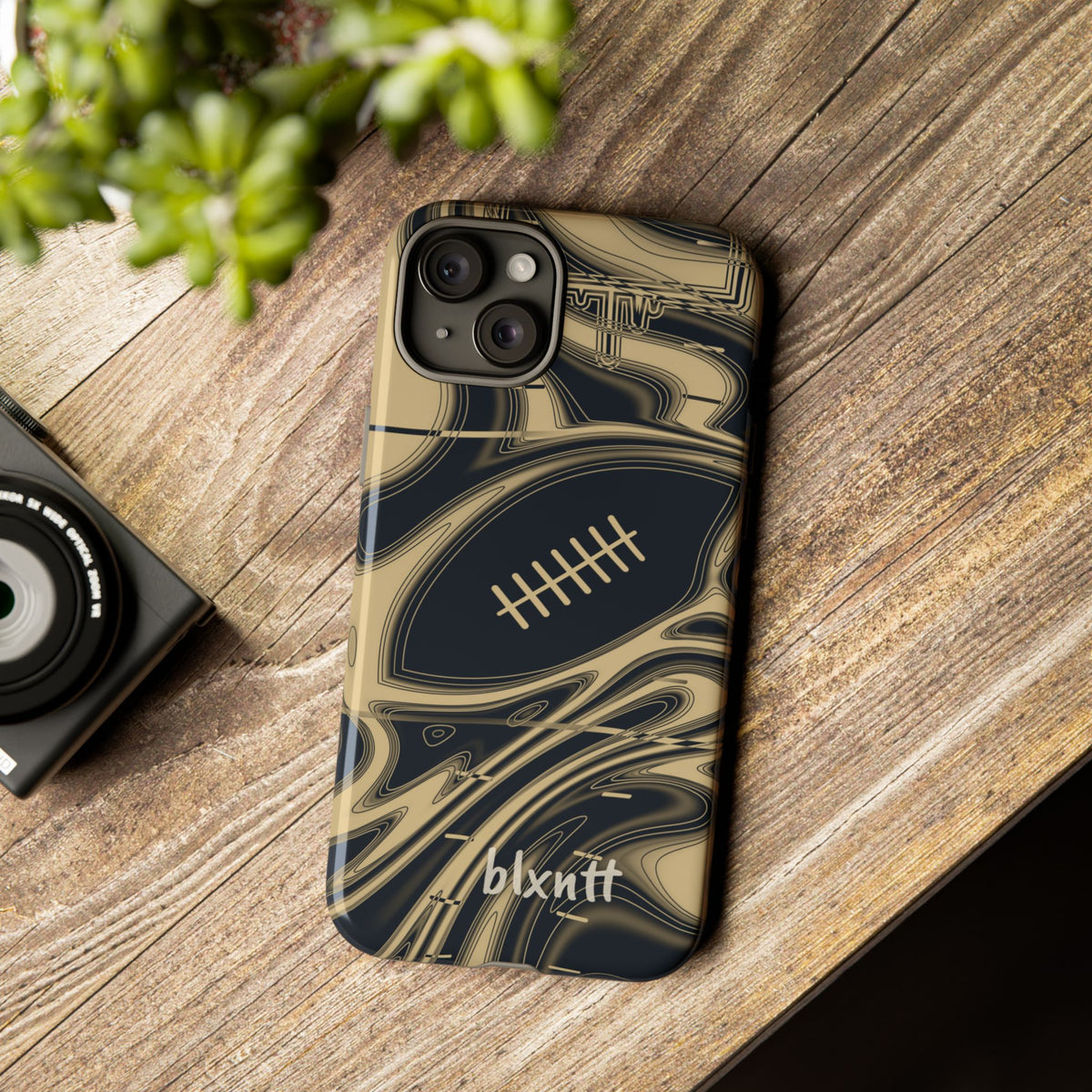 Old Gold & Black Trippy Football Phone Case