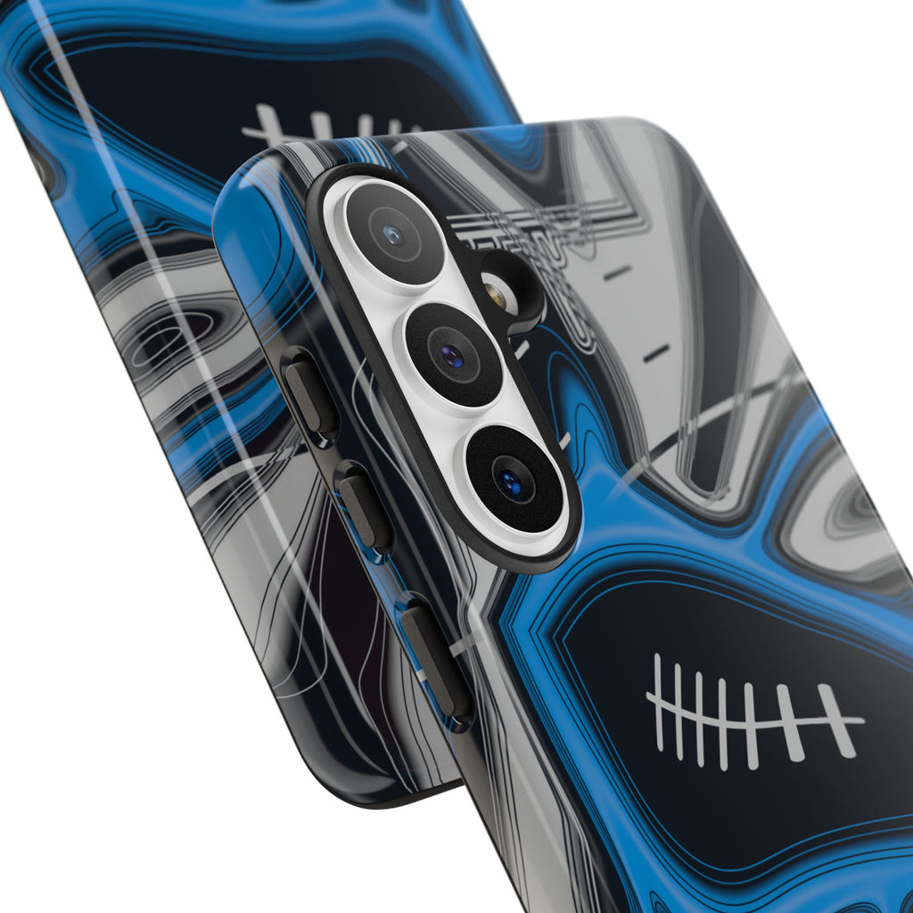 Sky Blue, Black & Silver Trippy Football Phone Case
