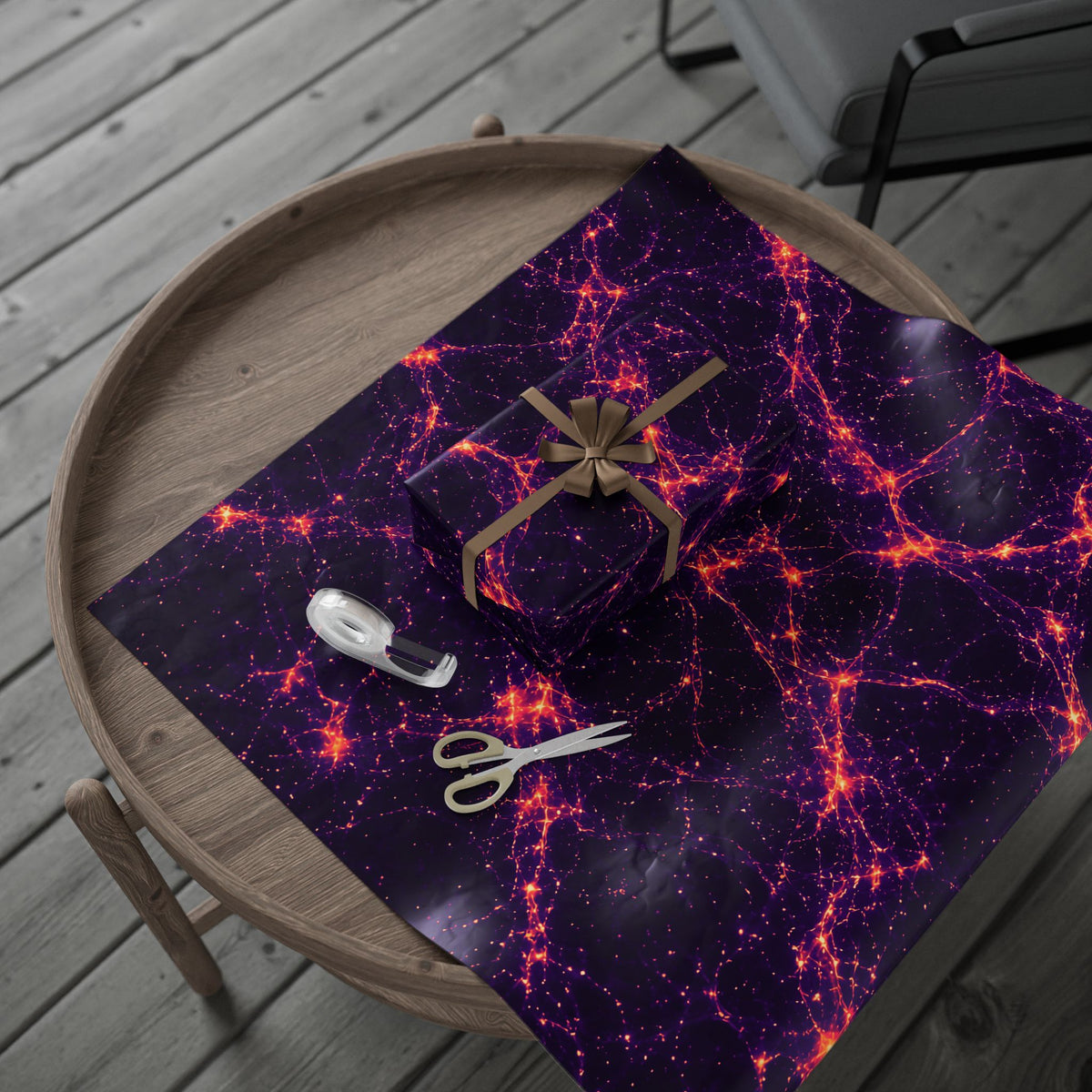 Neon Mycelium - Sunset Synapse Wrapping Paper