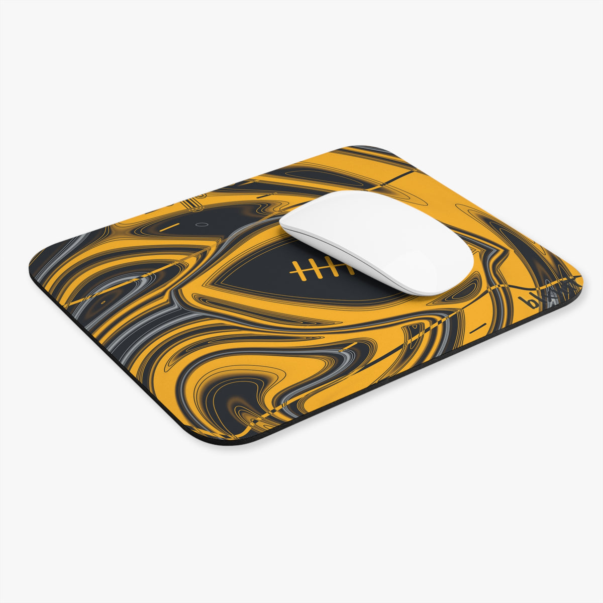 Black & Gold Trippy Football Mouse Pad