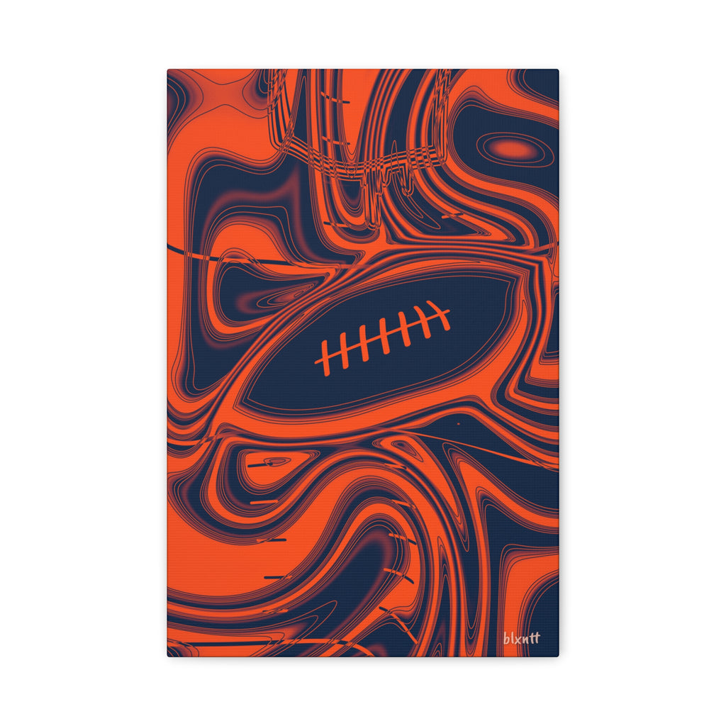 Orange & Navy Trippy Football Canvas
