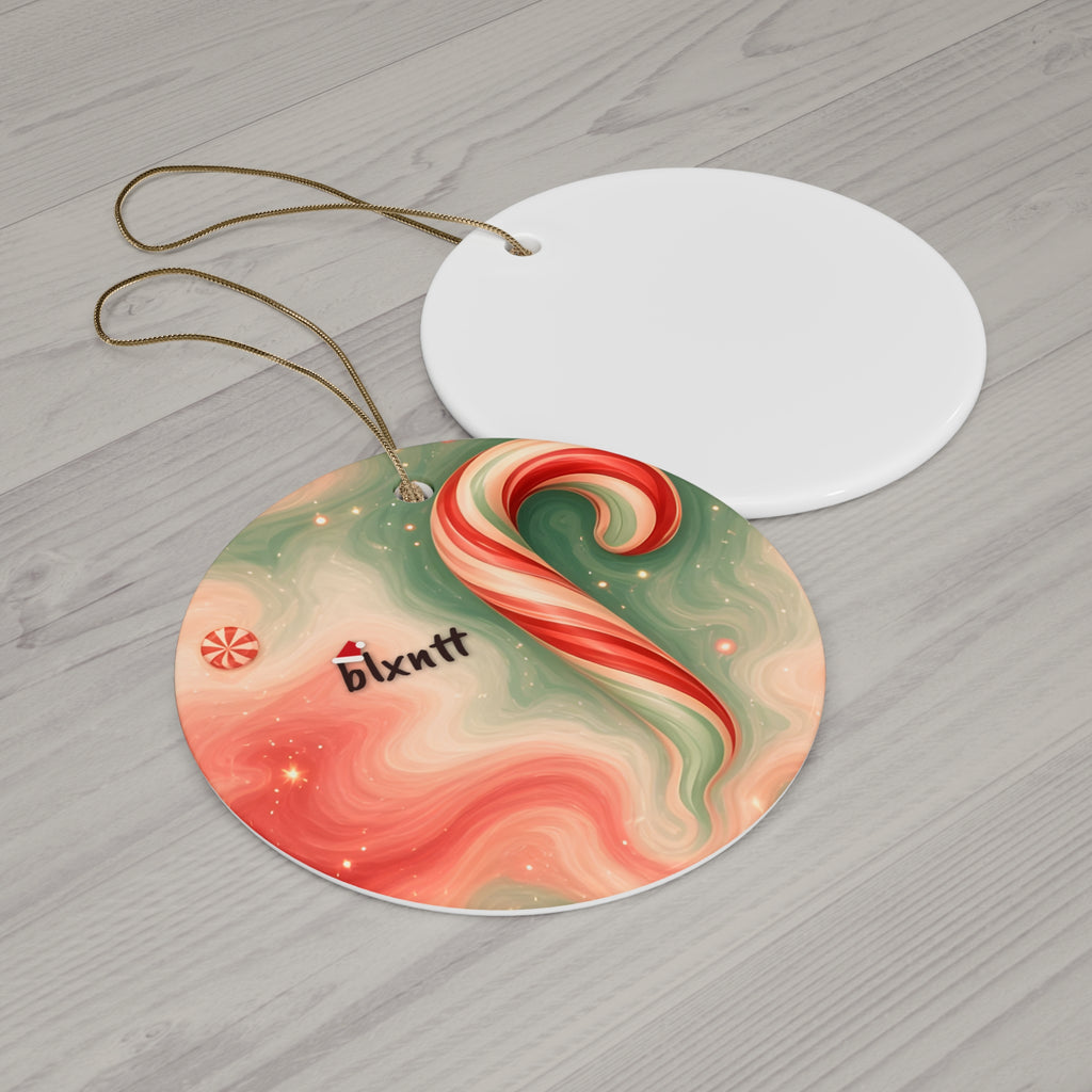 Candy Cane Trippy Christmas Ornament
