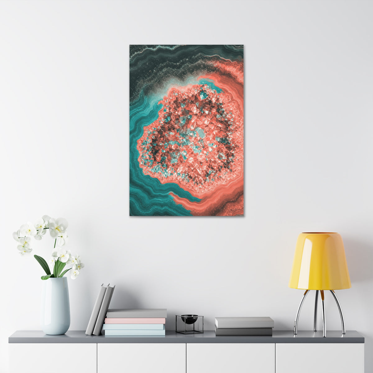 Geode Core - Coral Teal Glossy Canvas