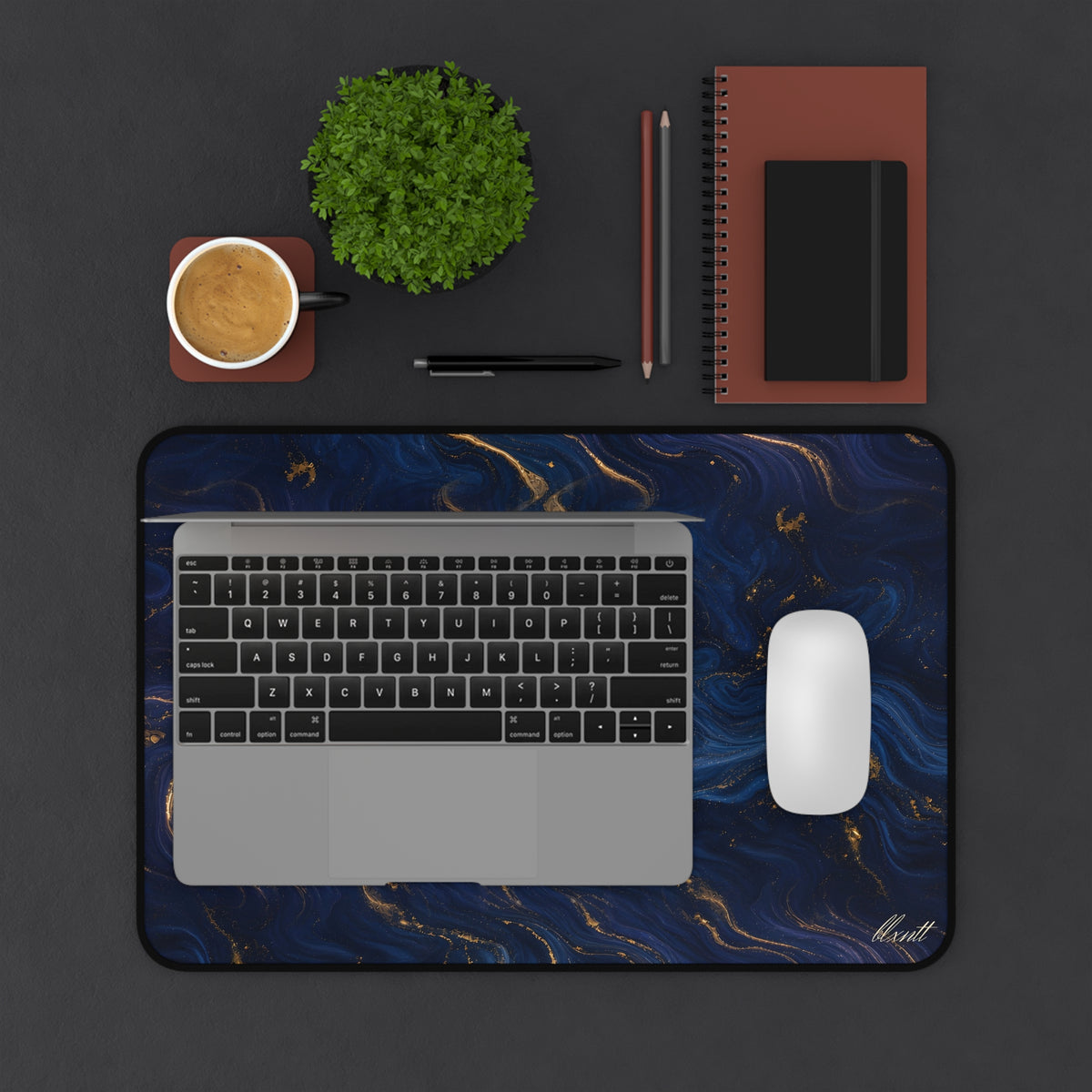 Navy & Gold Marble Desk Mat