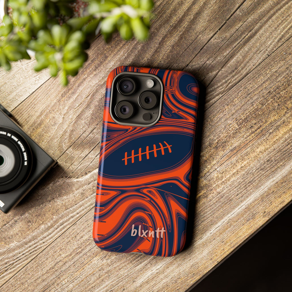 Orange & Navy Trippy Football Phone Case