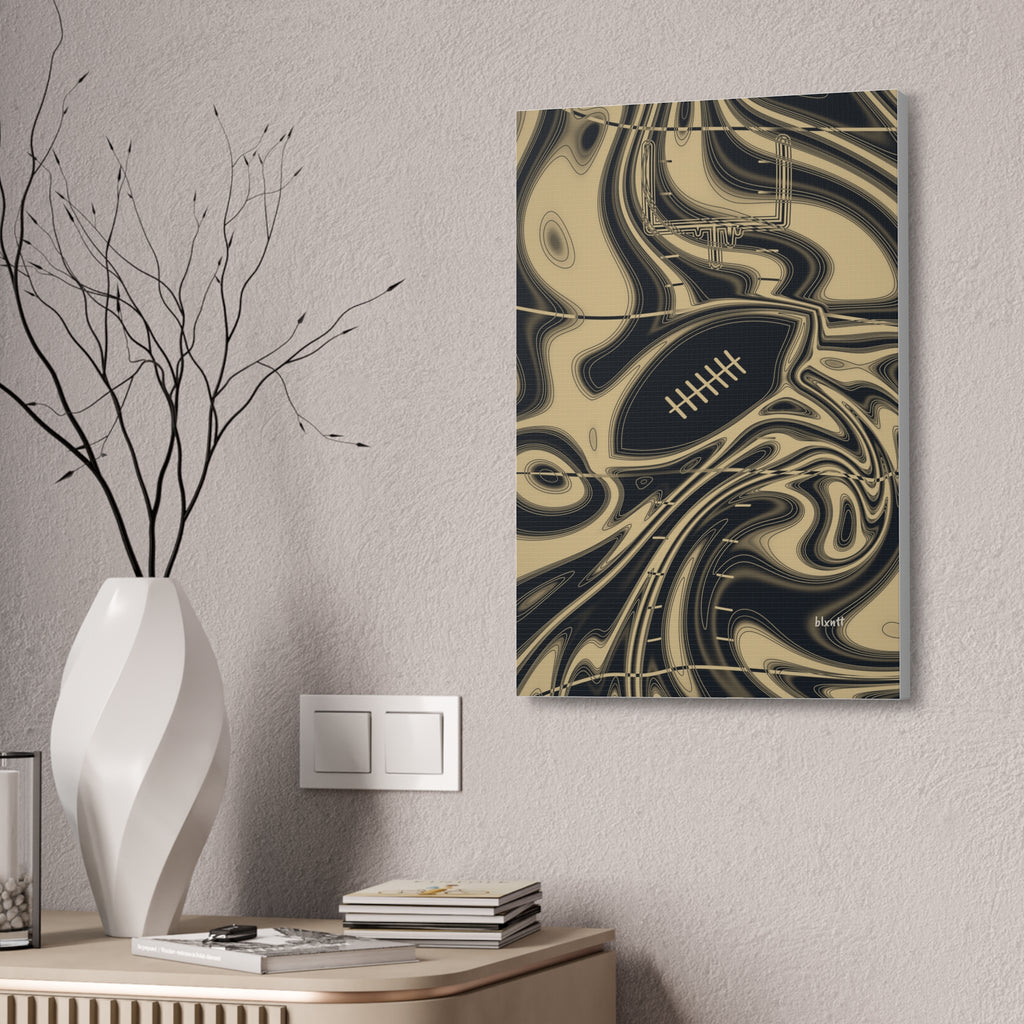 Old Gold & Black Trippy Football Glossy Canvas