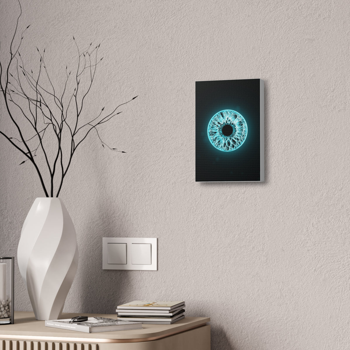 BLXNTT Iris – Lace Web Electric Cyan Glossy Canvas