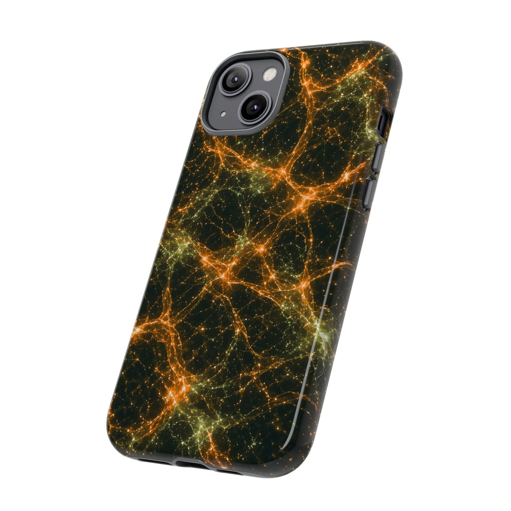 Neon Mycelium - Electric Tangerine Teal Phone Case
