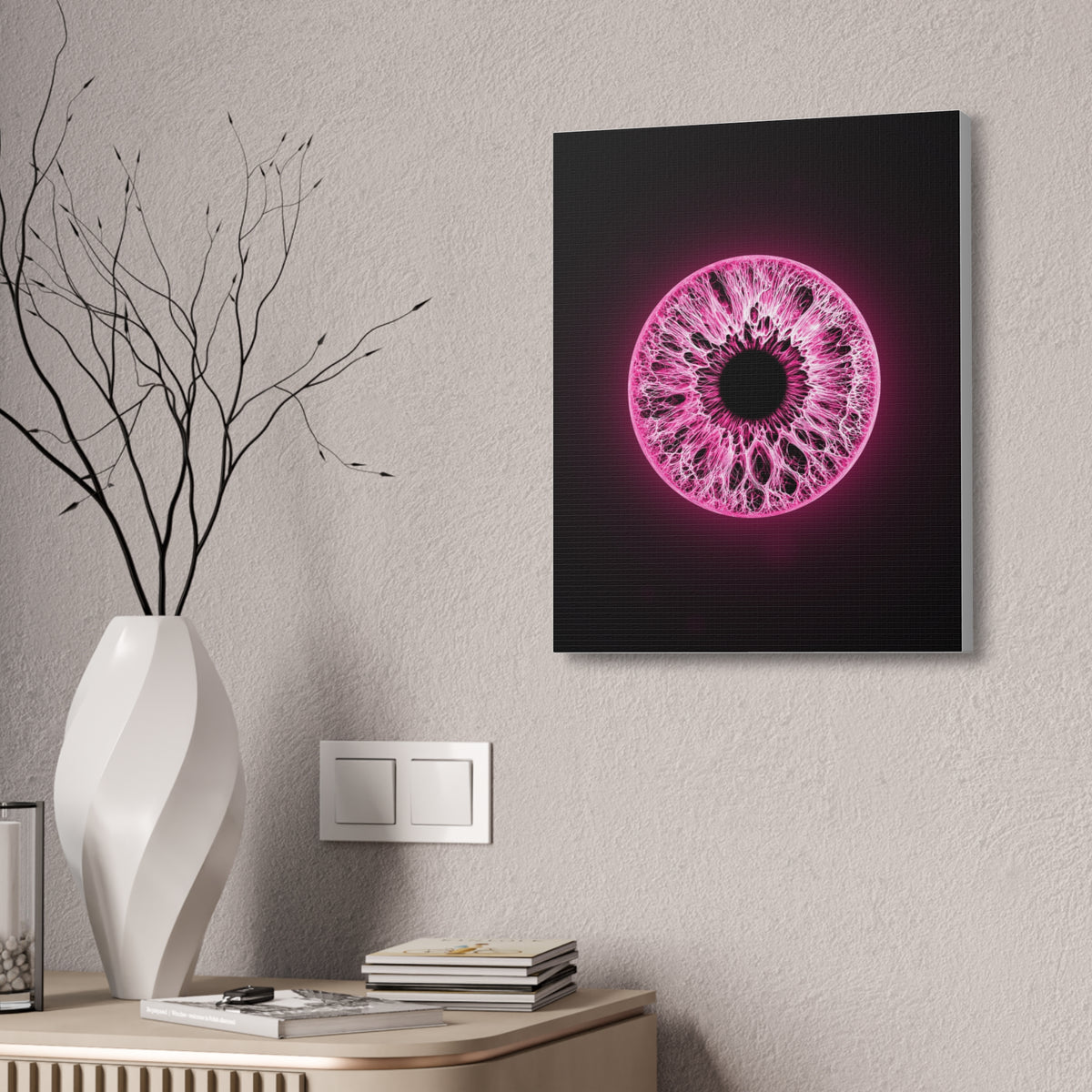 BLXNTT Iris – Lace Web Neon Pink Glossy Canvas