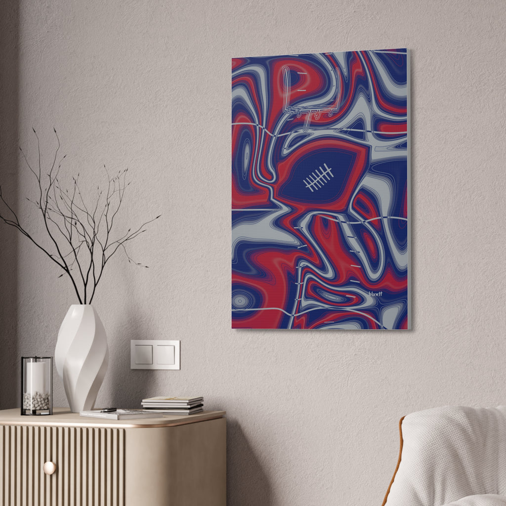 Dark Blue, Red & Gray Trippy Football Glossy Canvas