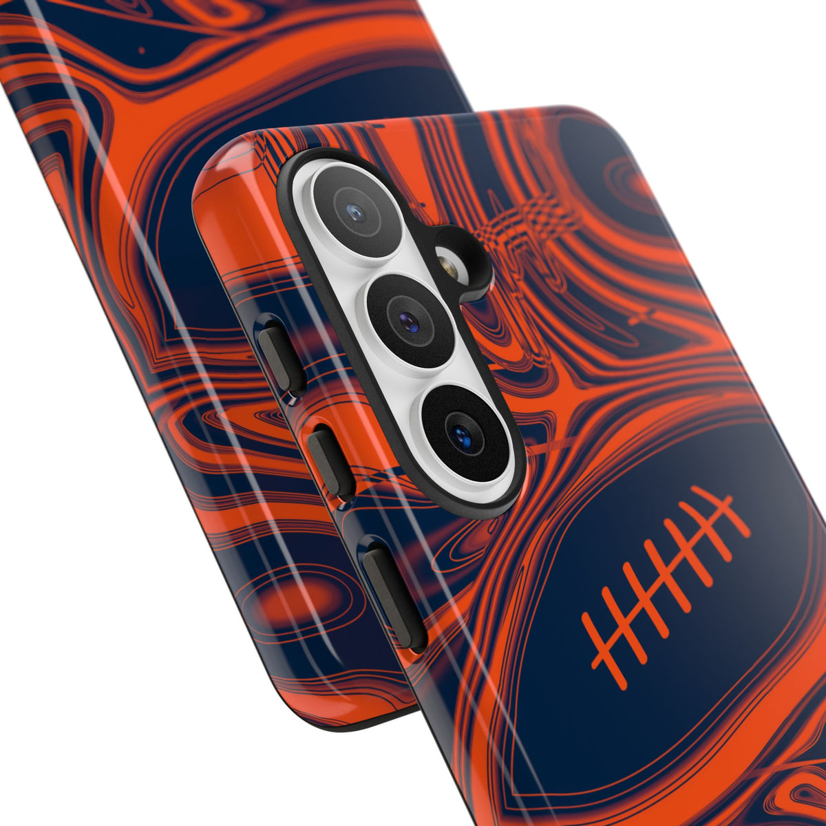 Orange & Navy Trippy Football Phone Case
