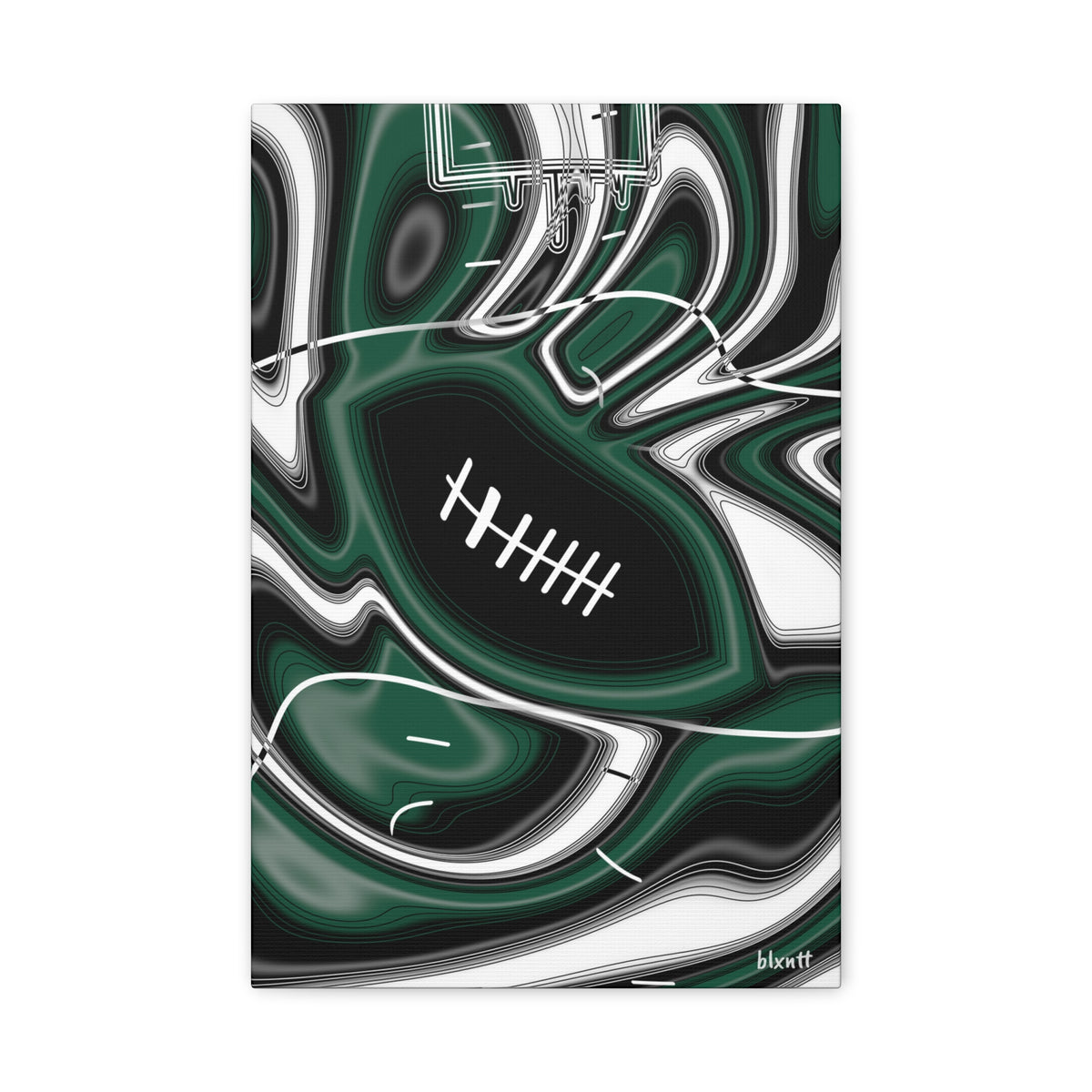 Hunter Green & White Trippy Football Canvas