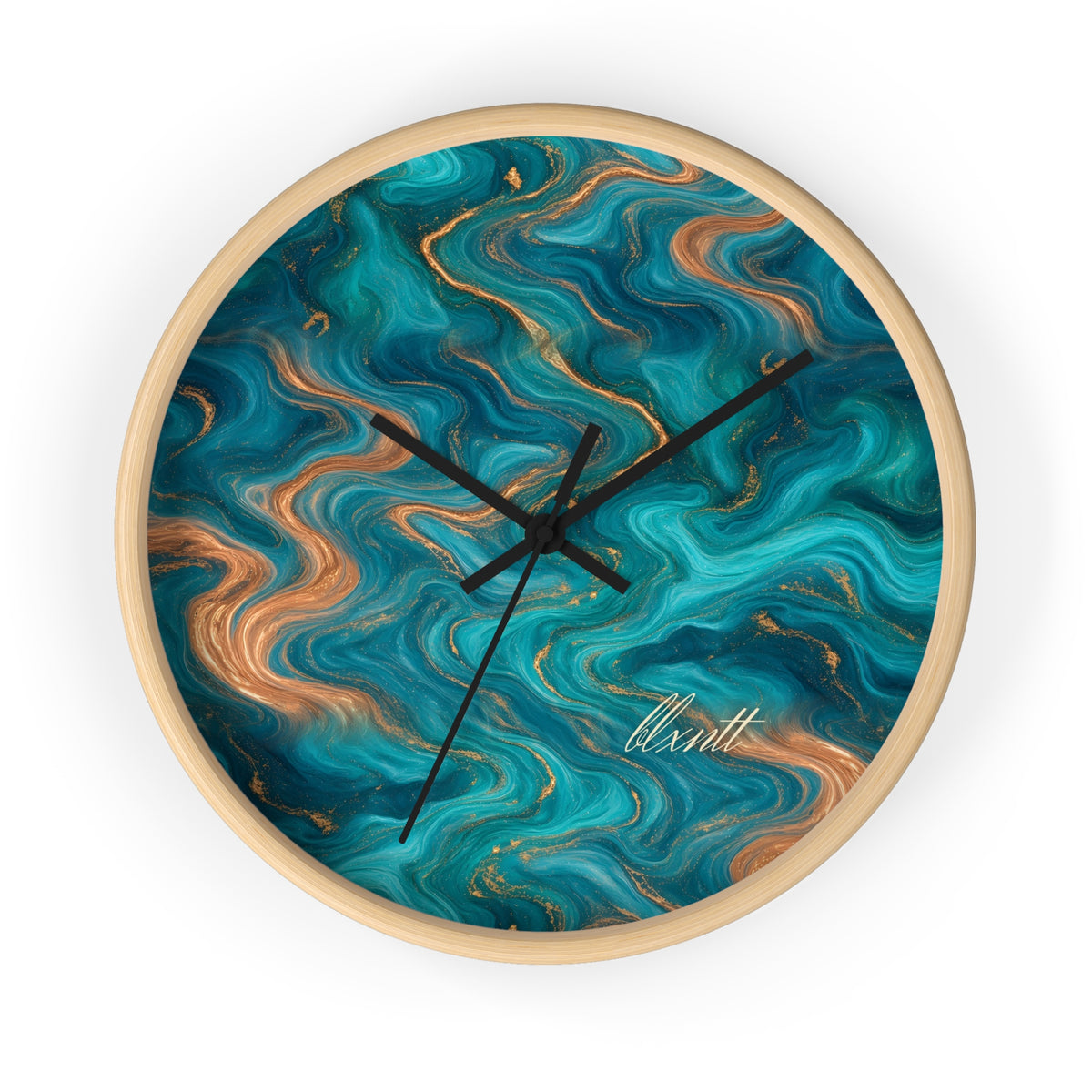Turquoise & Copper Marble Wall Clock