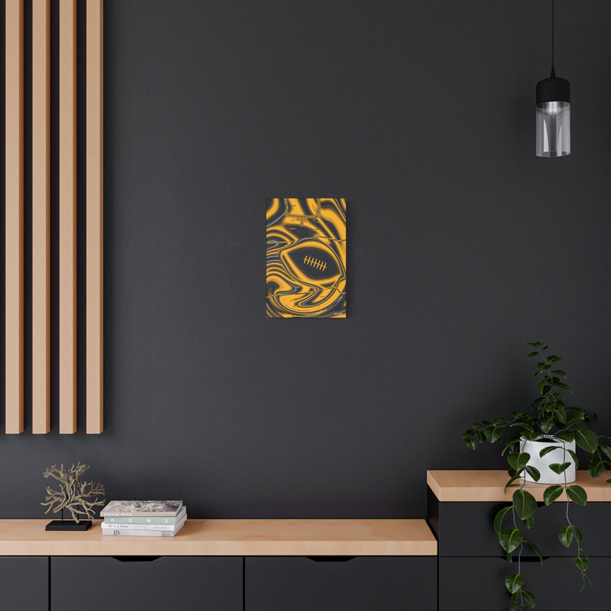 Black & Gold Trippy Football Canvas