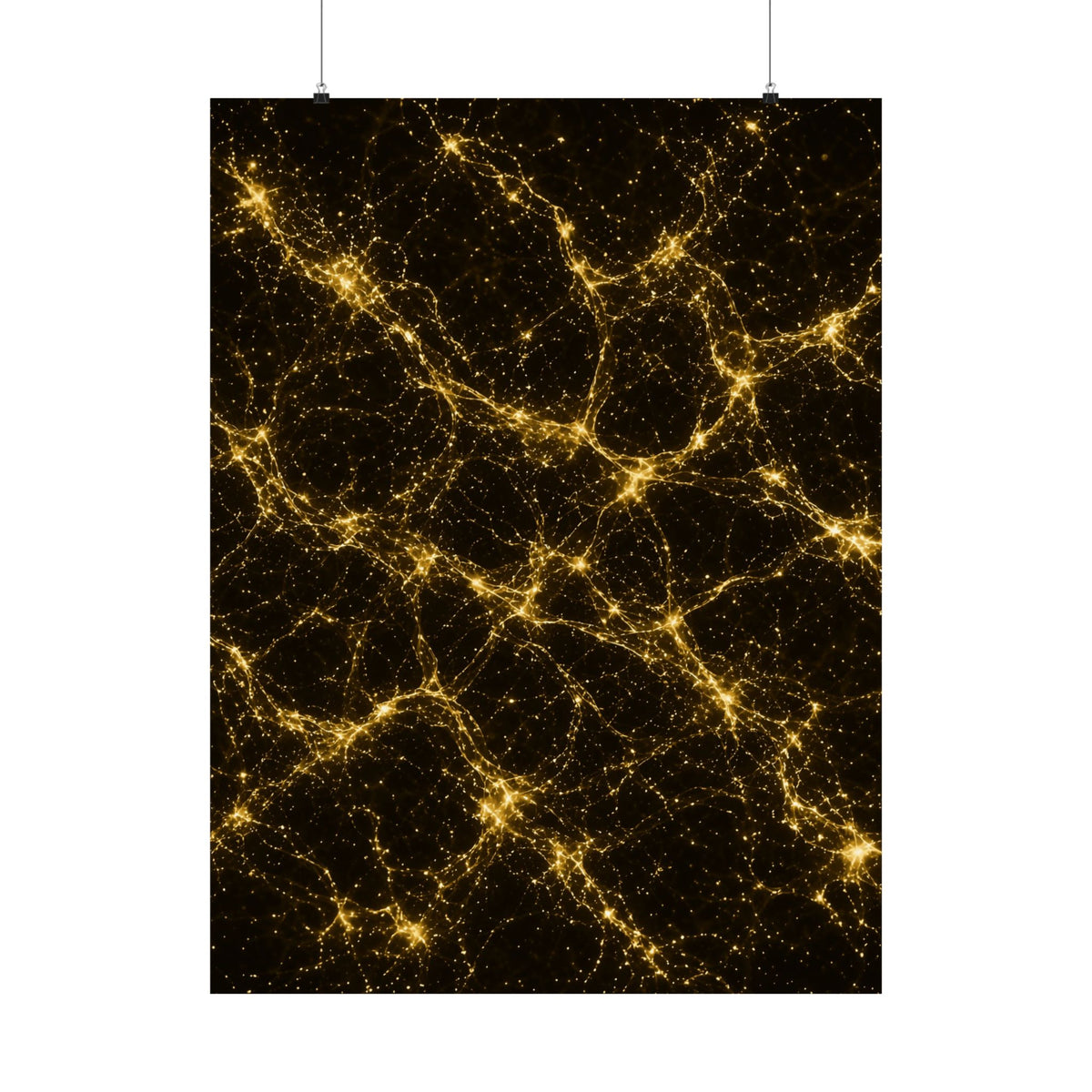 Neon Mycelium - Gold Filigree Poster