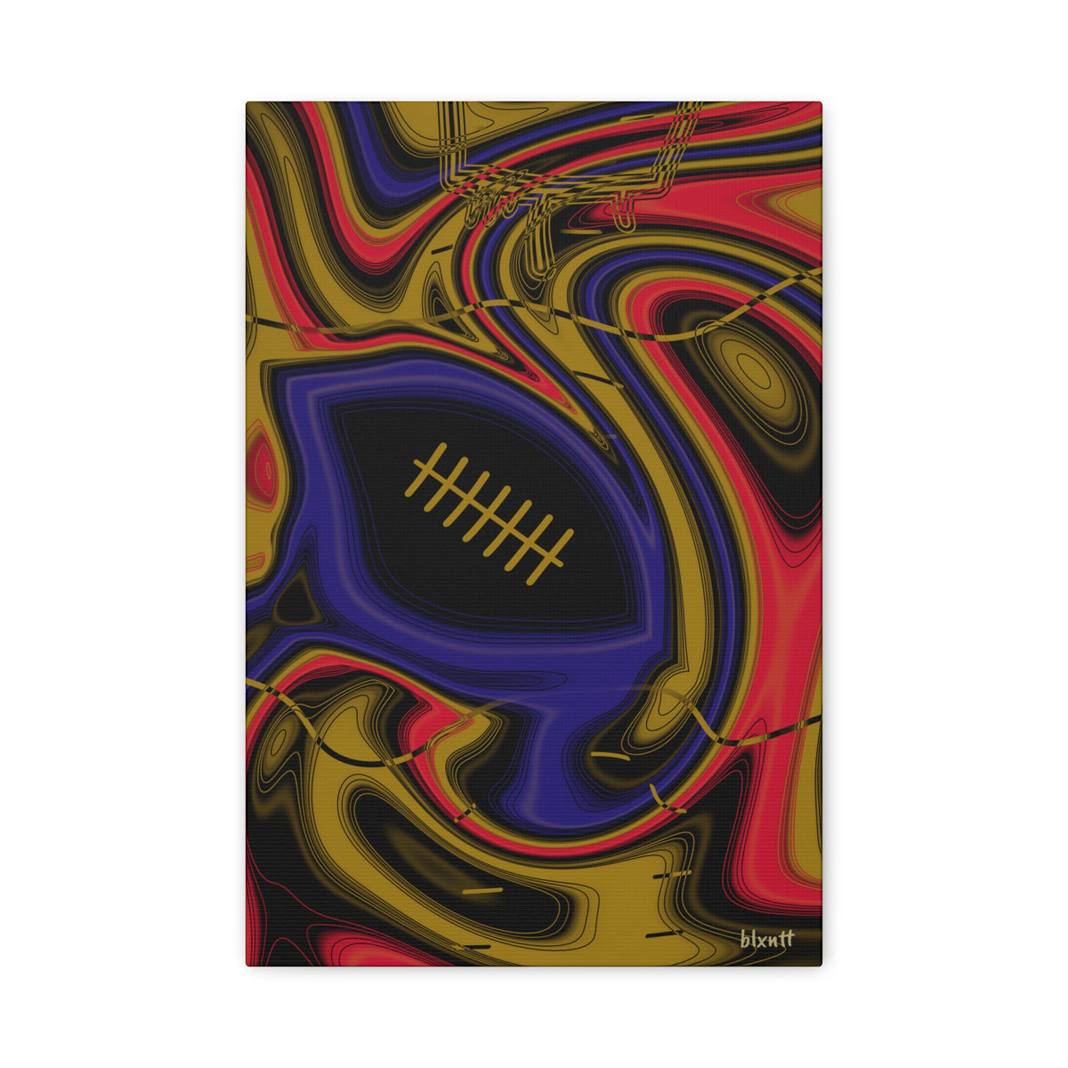 Purple, Black & Gold Trippy Football Canvas