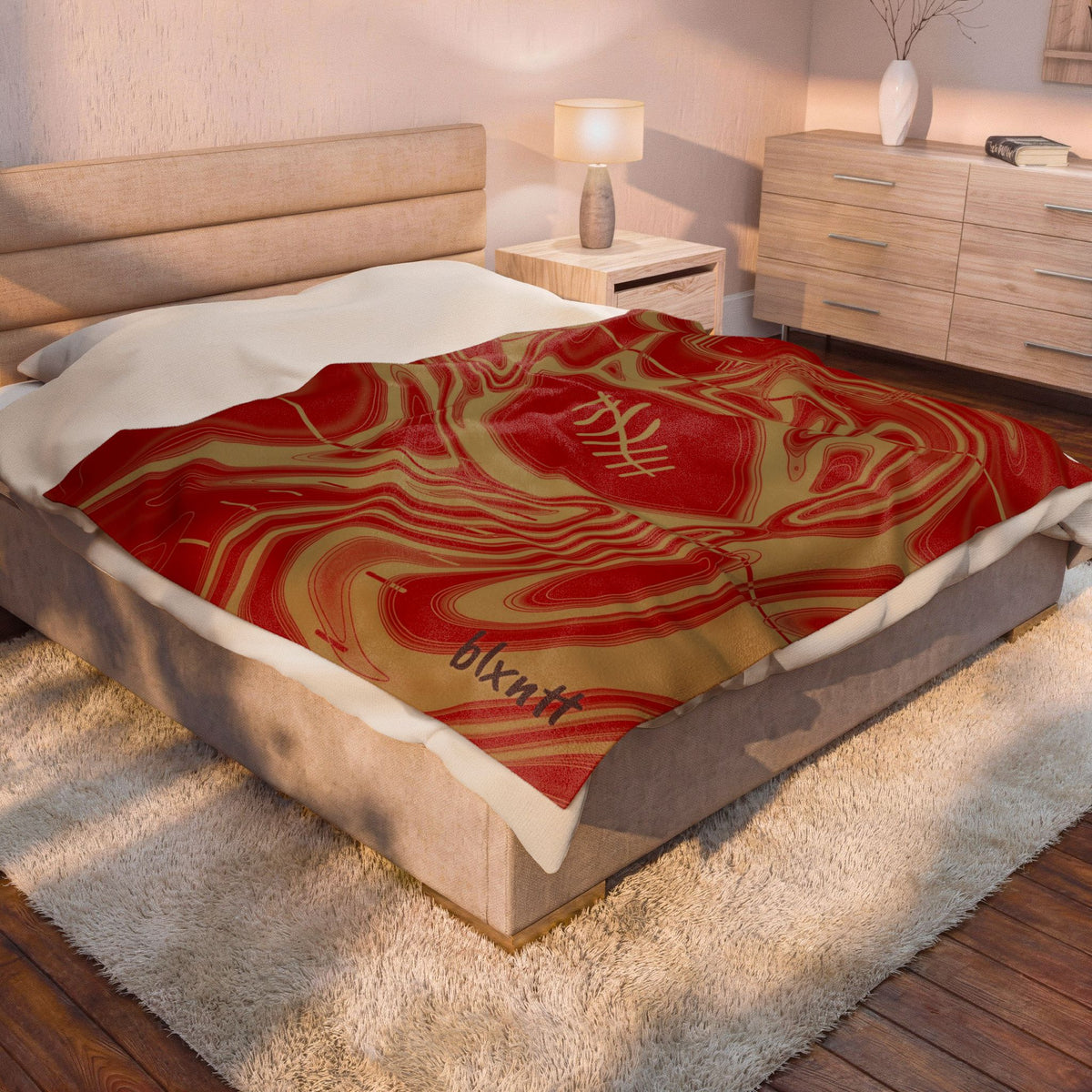 Scarlet & Gold Trippy Football Blanket