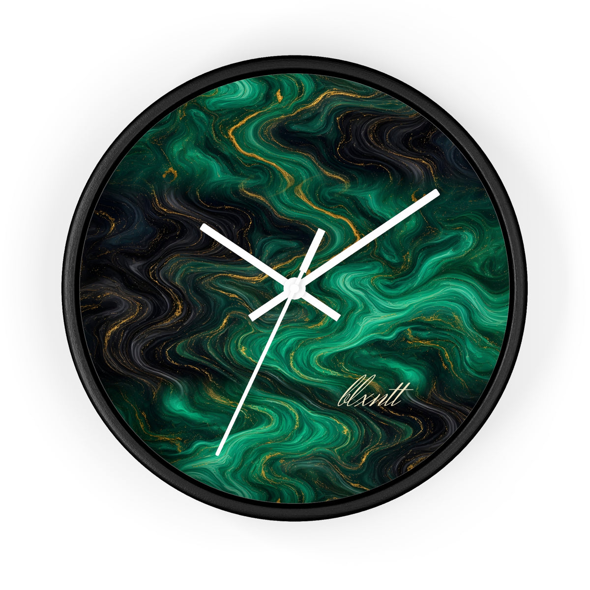 Emerald & Black Marble Wall Clock