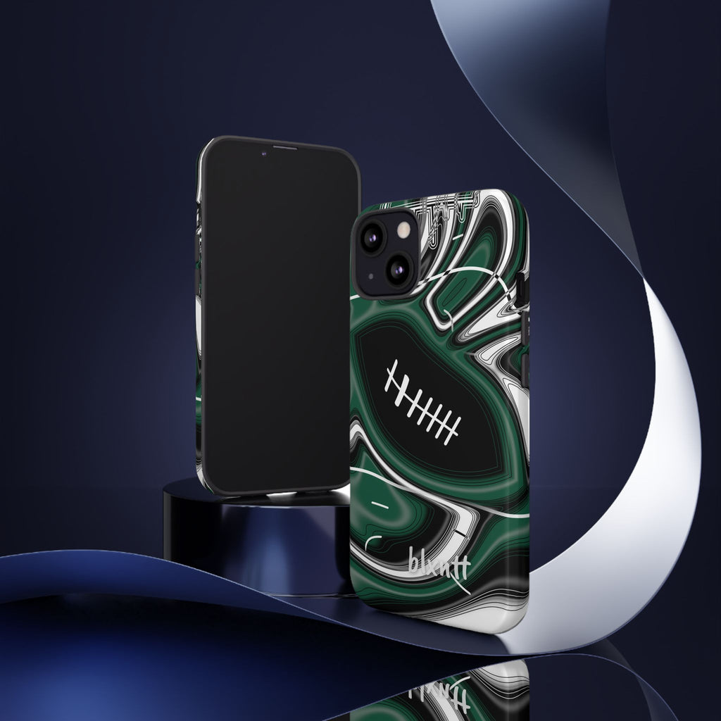 Hunter Green & White Trippy Football Phone Case