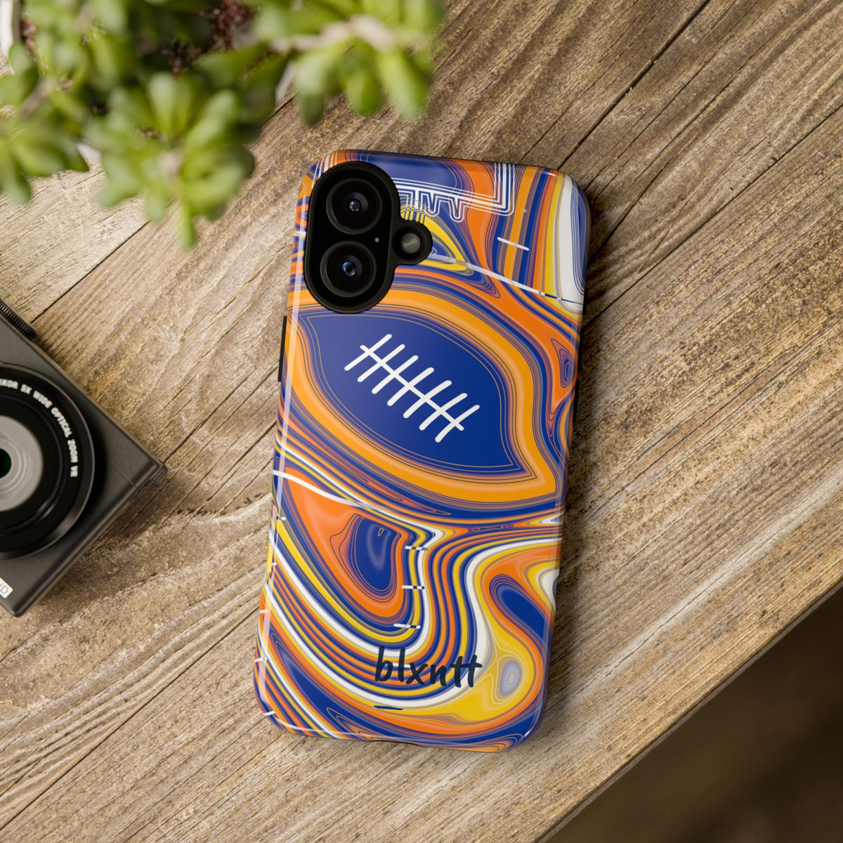 Royal Blue & Yellow Trippy Football Phone Case