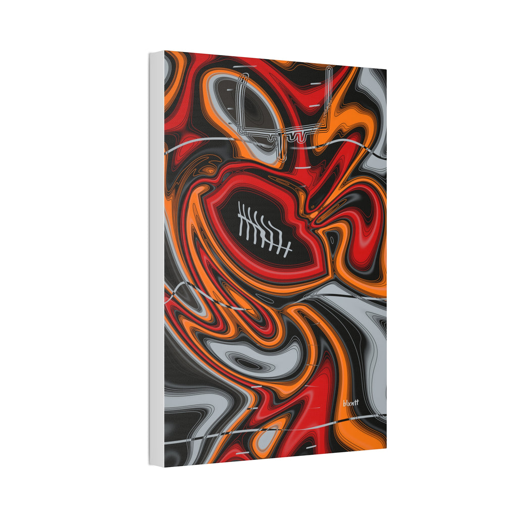Red, Orange & Pewter Trippy Football Glossy Canvas