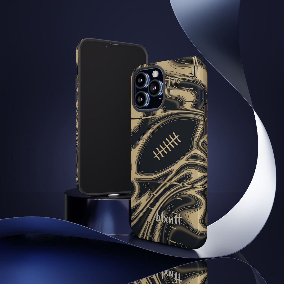 Old Gold & Black Trippy Football Phone Case