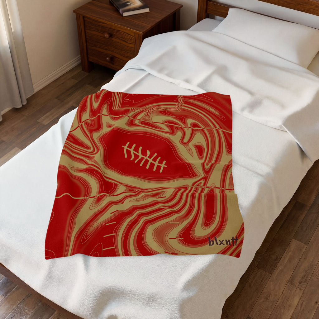 Scarlet & Gold Trippy Football Blanket