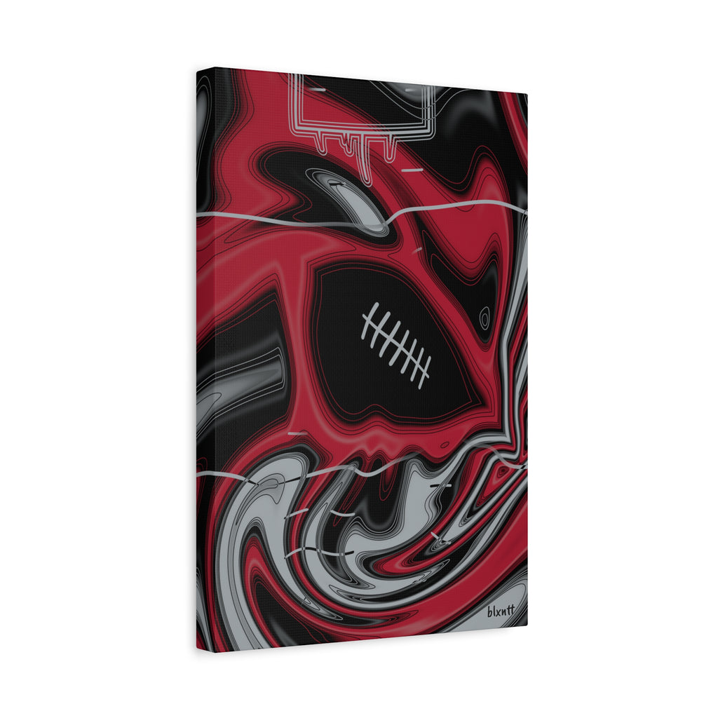 Red, Black & Silver Trippy Football Canvas