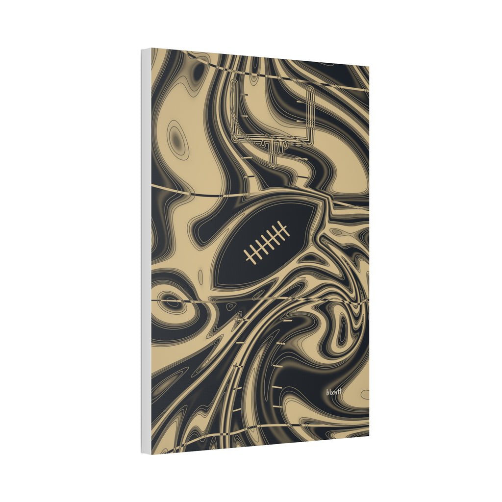 Old Gold & Black Trippy Football Glossy Canvas