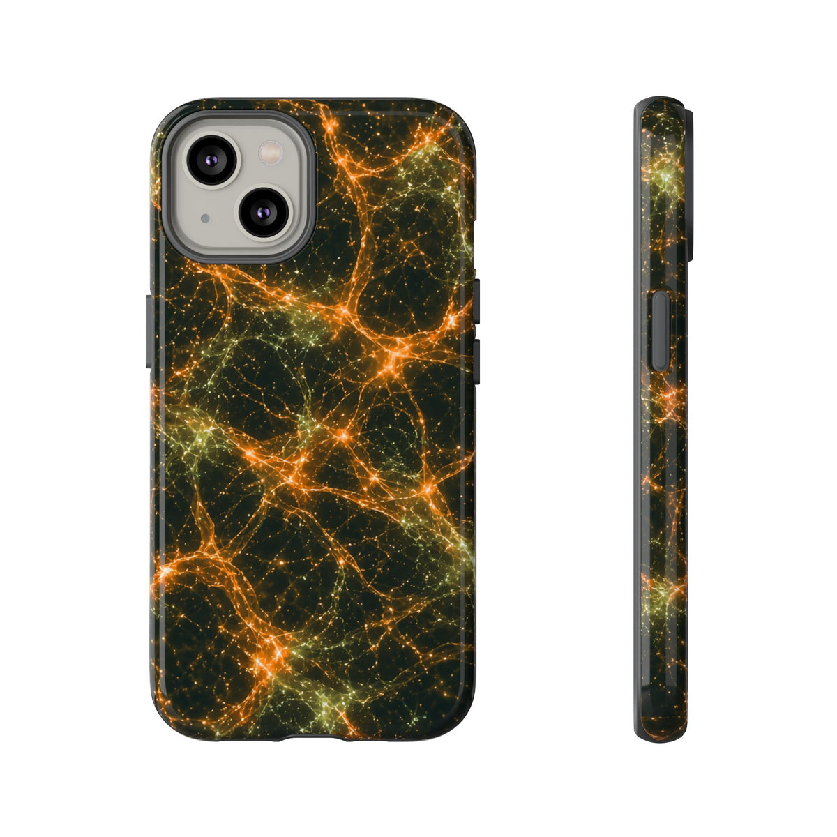 Neon Mycelium - Electric Tangerine Teal Phone Case