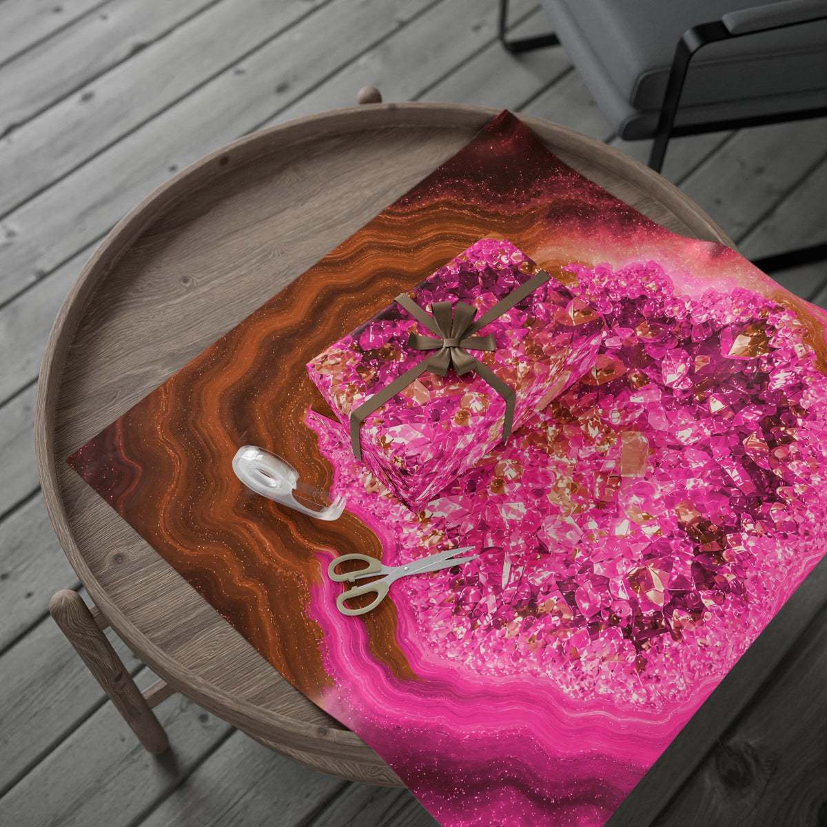 Geode Core - Terracotta Neon Wrapping Paper