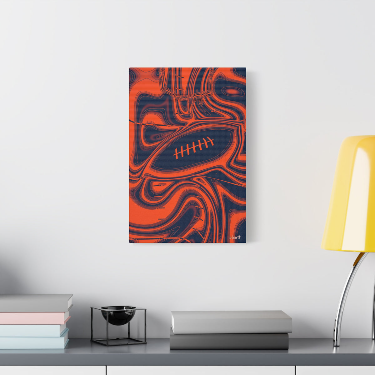 Orange & Navy Trippy Football Canvas