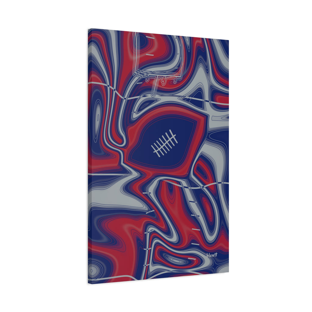 Dark Blue, Red & Gray Trippy Football Canvas