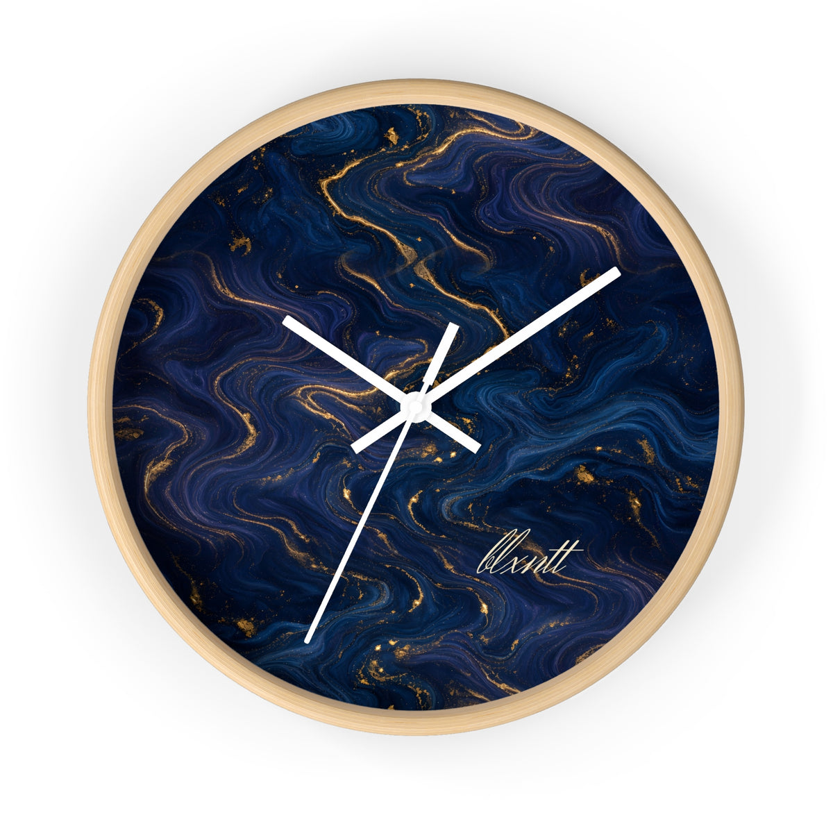 Navy & Gold Marble Wall Clock