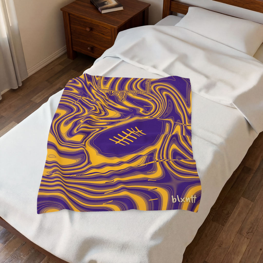 Purple & Gold Trippy Football Blanket