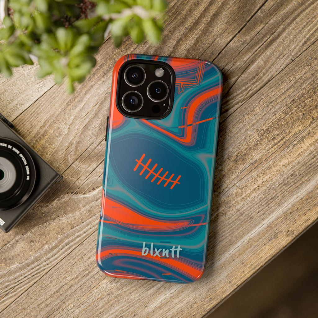 Aqua & Orange Trippy Football Phone Case
