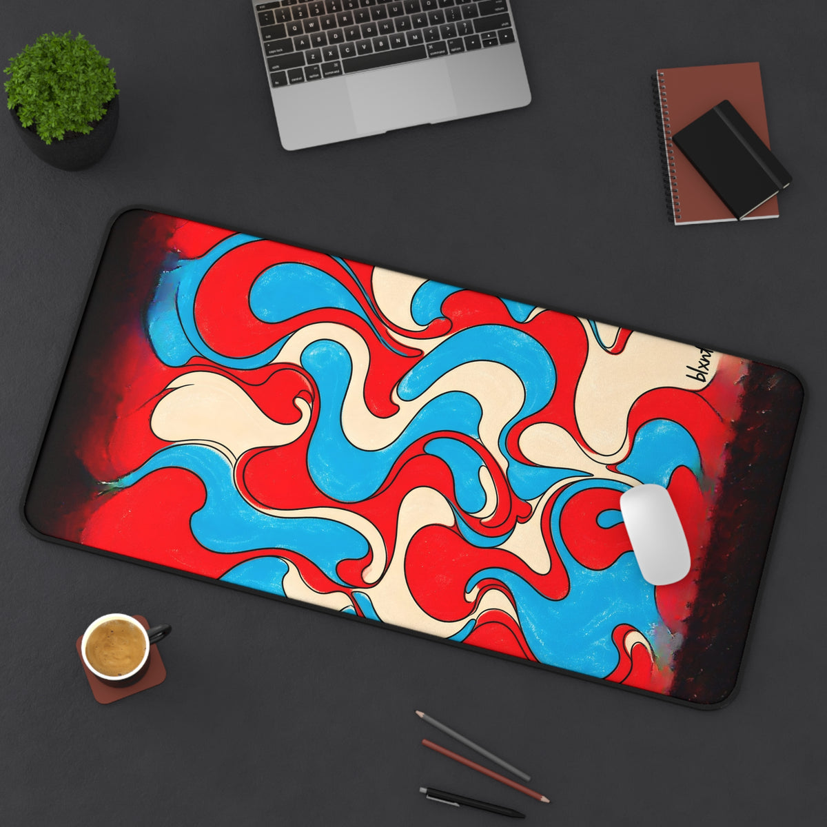 Fillmore Flow - Red, Cyan & Cream Desk Mat