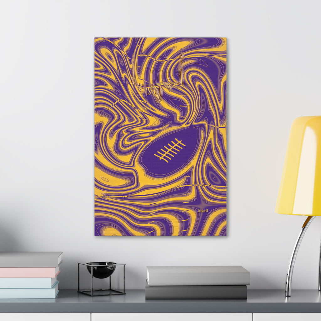 Purple & Gold Trippy Football Glossy Canvas