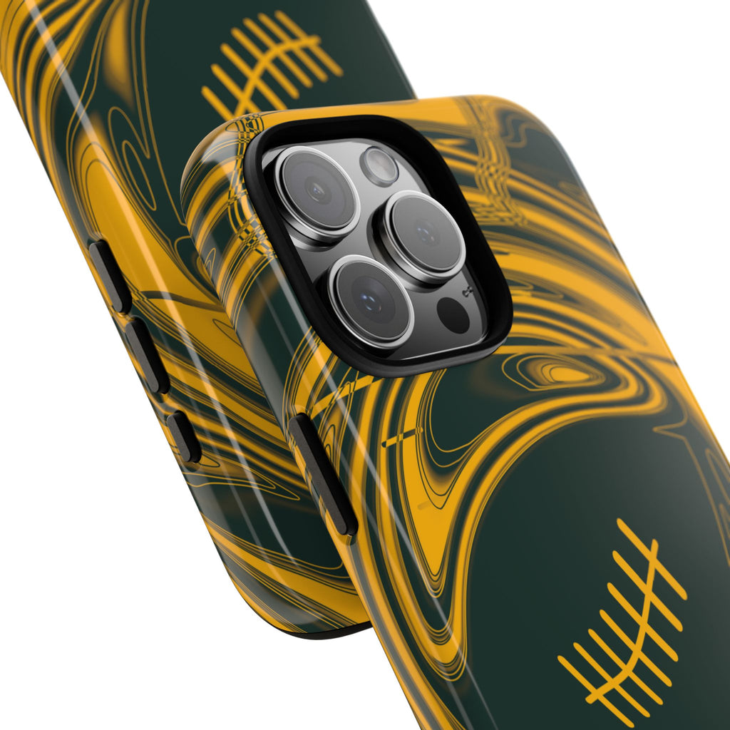 Green & Gold Trippy Football Phone Case