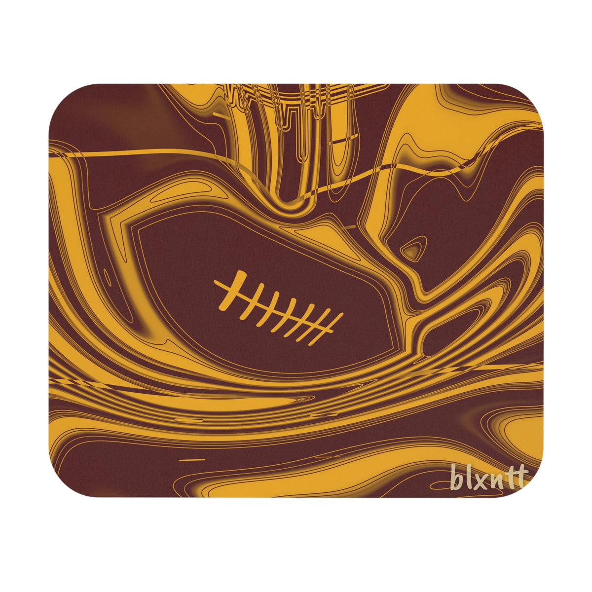 Burgundy & Gold Trippy Football Mouse Pad