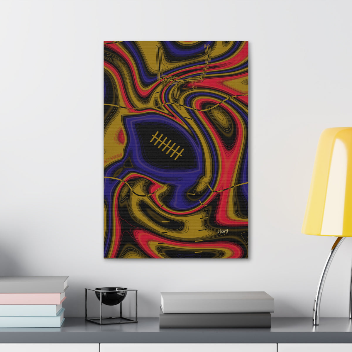 Purple, Black & Gold Trippy Football Glossy Canvas