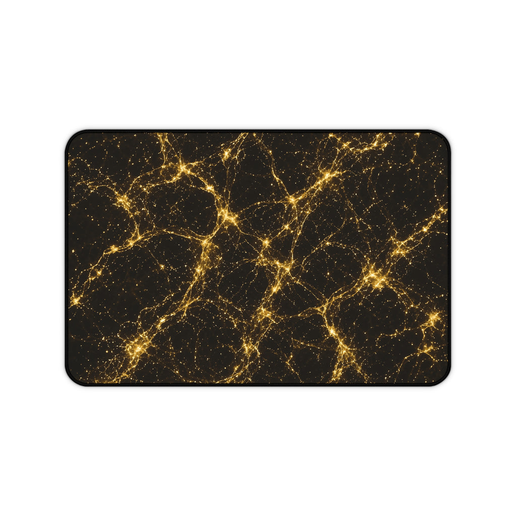 Neon Mycelium - Gold Filigree Desk Mat
