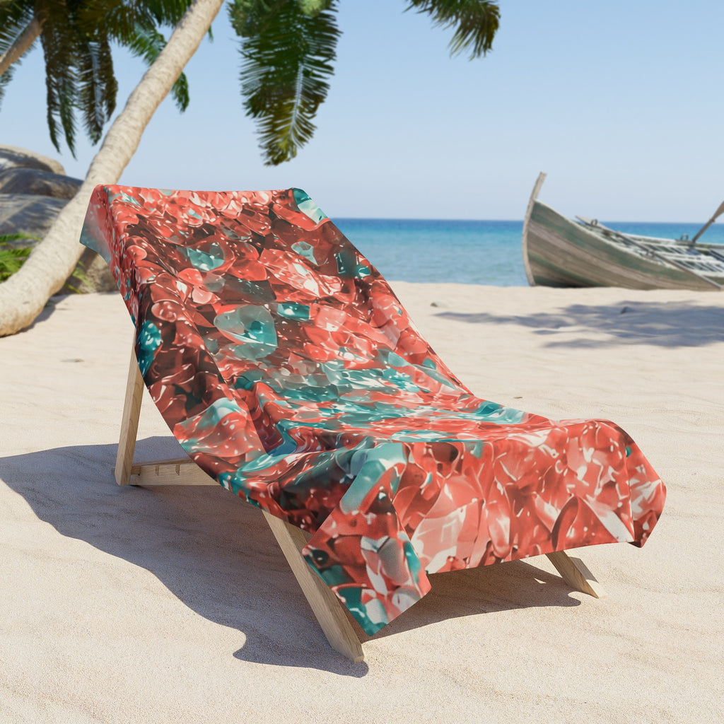 Geode Core - Coral Teal Beach Towel