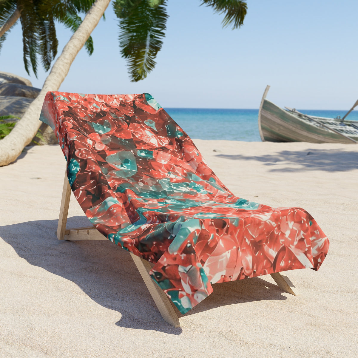 Geode Core - Coral Teal Beach Towel
