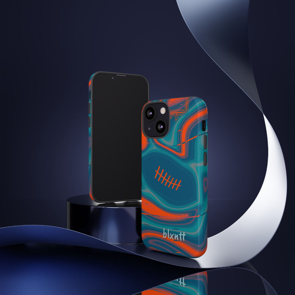 Aqua & Orange Trippy Football Phone Case
