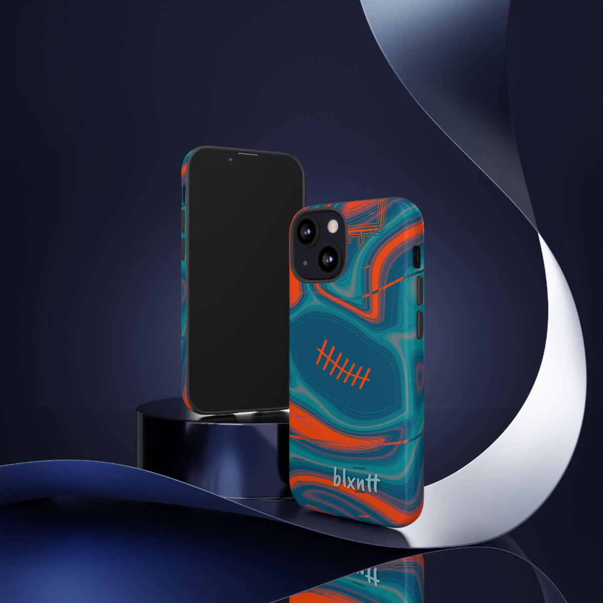 Aqua & Orange Trippy Football Phone Case