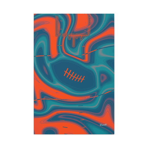 Aqua & Orange Trippy Football Canvas
