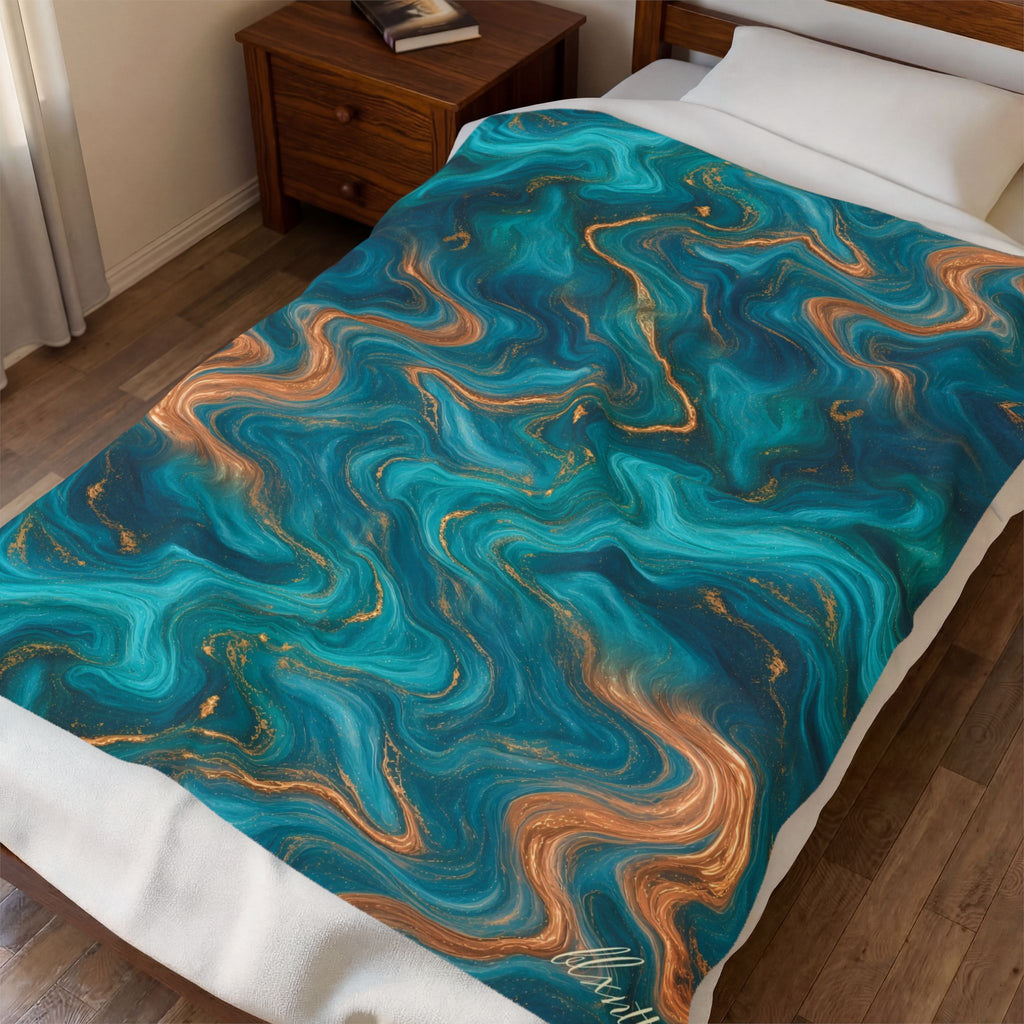 Turquoise & Copper Marble Blanket