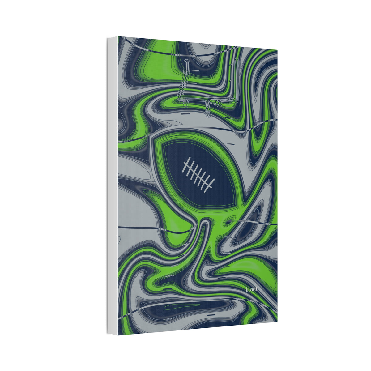 Navy & Neon Green Trippy Football Glossy Canvas
