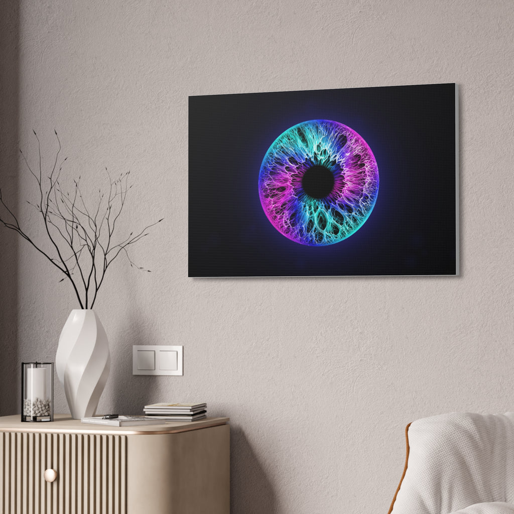 BLXNTT Iris – Lace Web Galaxy Teal Magenta Glossy Canvas